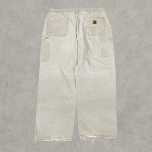 Carhartt Pants Mens 38x30 Tan Canvas Carpenter Workwear Dungaree Distressed